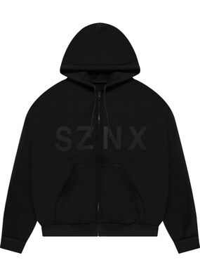 Yeezy Black Zip-Up Hoodie Sweater with Tonal SZNX Logo